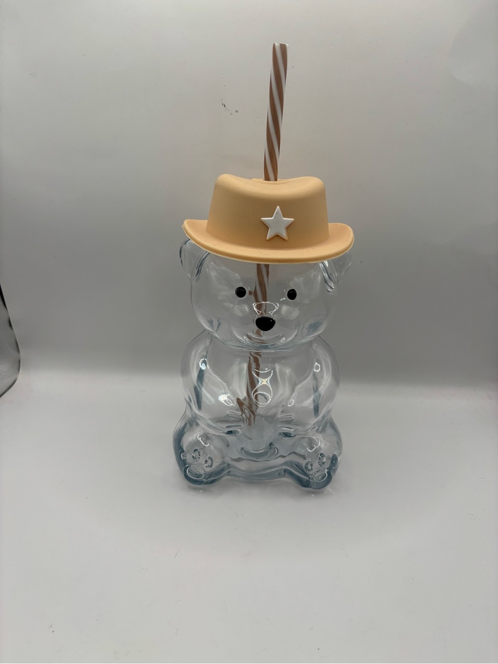 Core Home 19oz Glass Bear Cowboy Hat Tumbler White Star